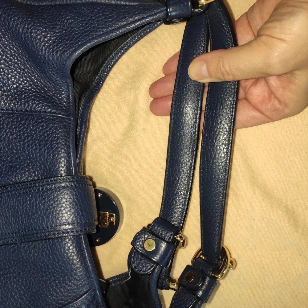 LOEWE Calle Navy Gained Leather Hobo Bag